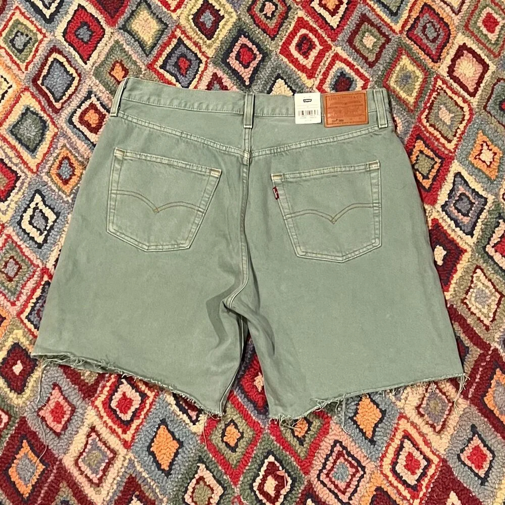 Levi’s Women’s High-Rise Jean Shorts – Light Green, Size 32 - Picture 2 of 3